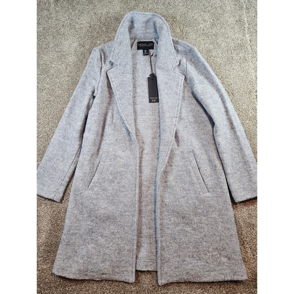 Rachel Zoe Grey Wool Blend Open Front Cardigan Coat Womens Small NWT